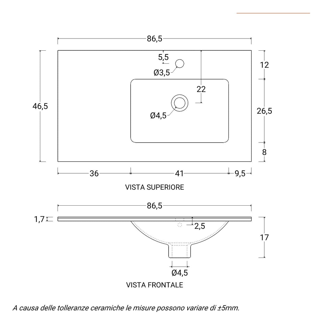 Floor standing bathroom cabinet 85 cm oak atlas with right sink and mirror - Libras