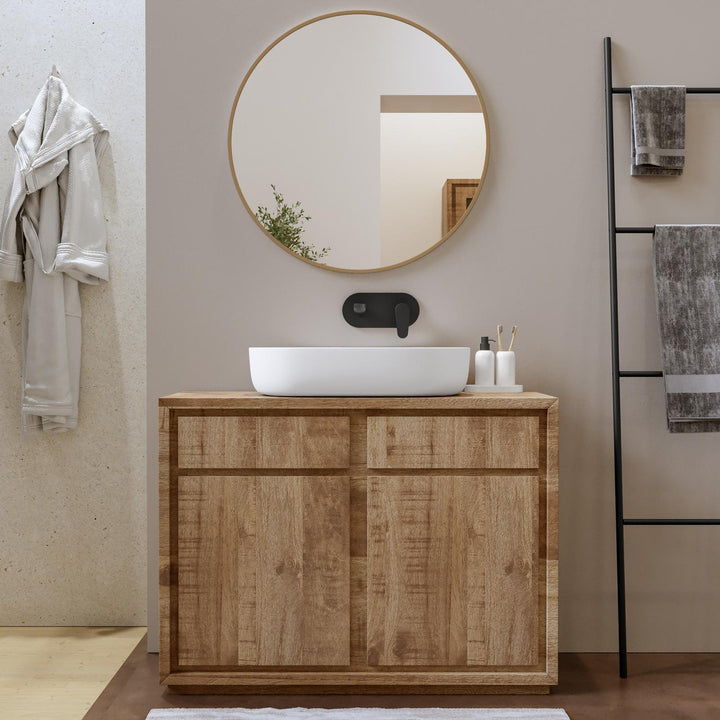 Jaiden 100 cm mango wood cabinet with washbasin and mirror