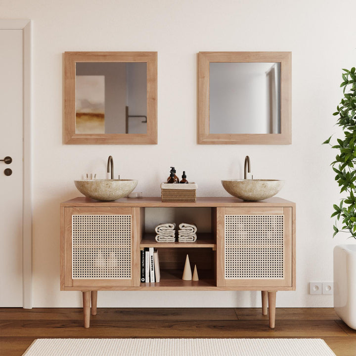 Malindi 135 cm teak and Vienna straw bathroom vanity unit
