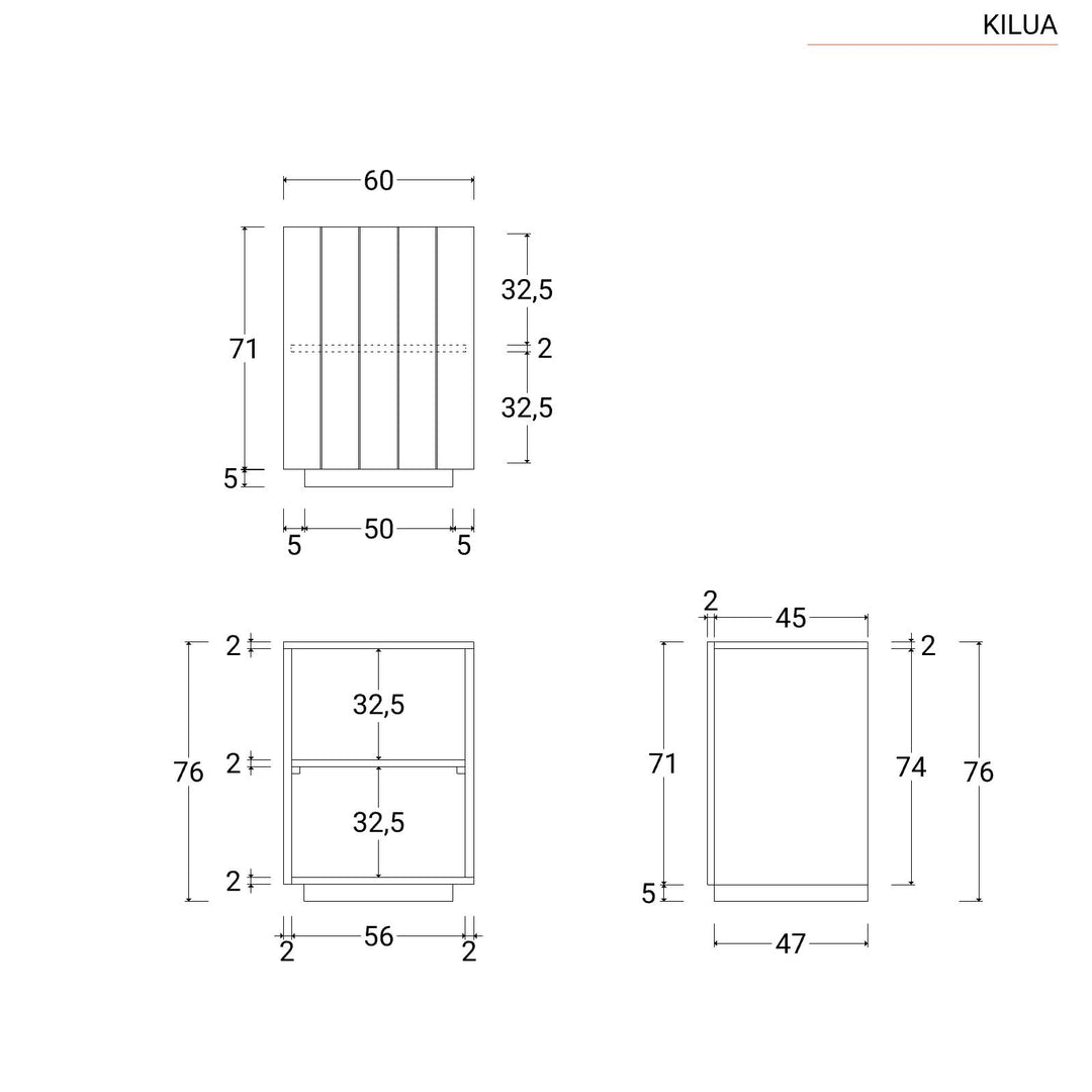 Bathroom vanity unit 60 cm with natural teak wood door - Kilua