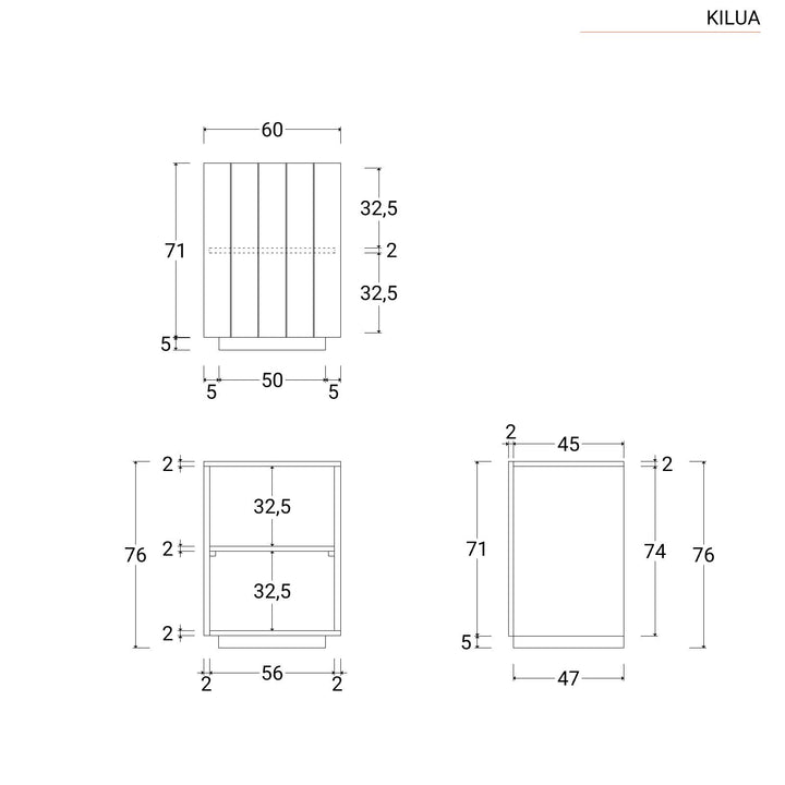 Bathroom vanity unit 60 cm with natural teak wood door - Kilua