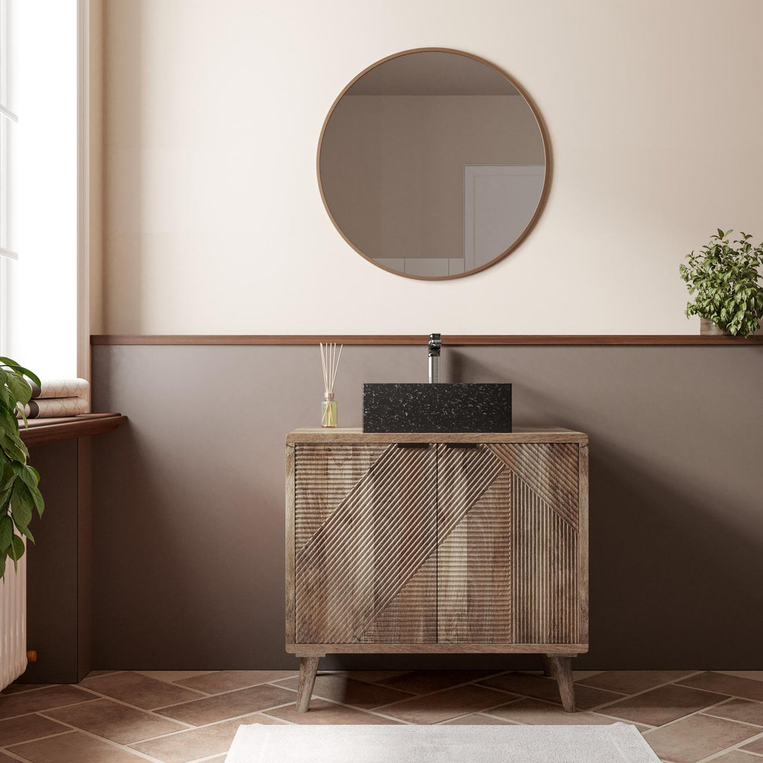 Fluente 80 cm mango wood vanity with mirror