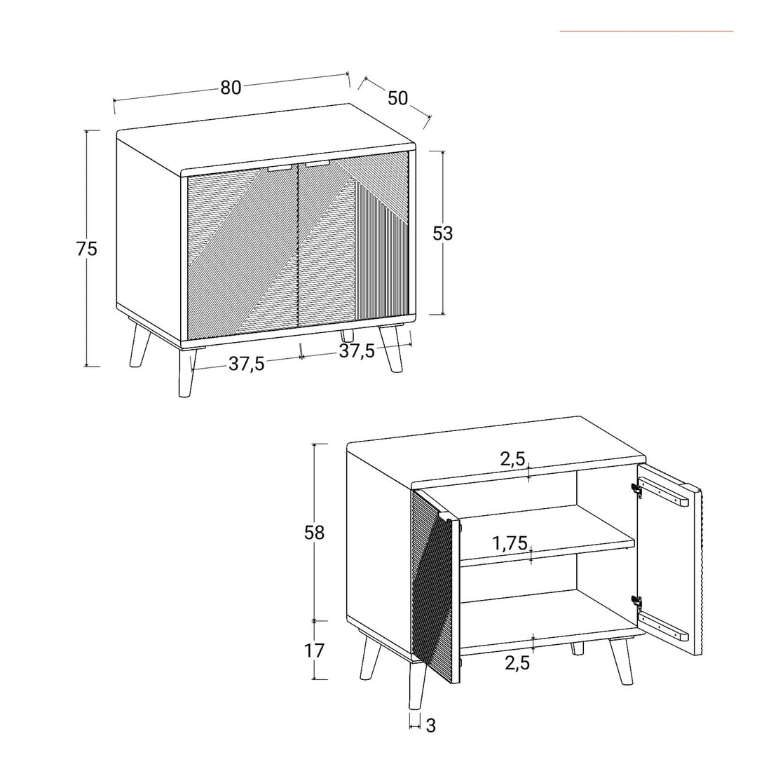 Bathroom vanity unit 80 cm with 2 doors in natural mango and mirror - Fluente