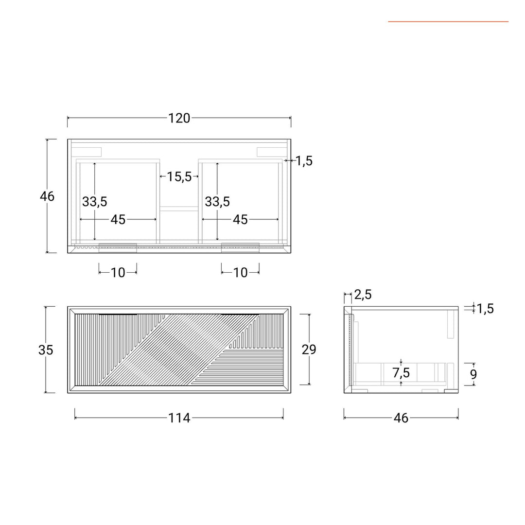 Technical drawing with measurements