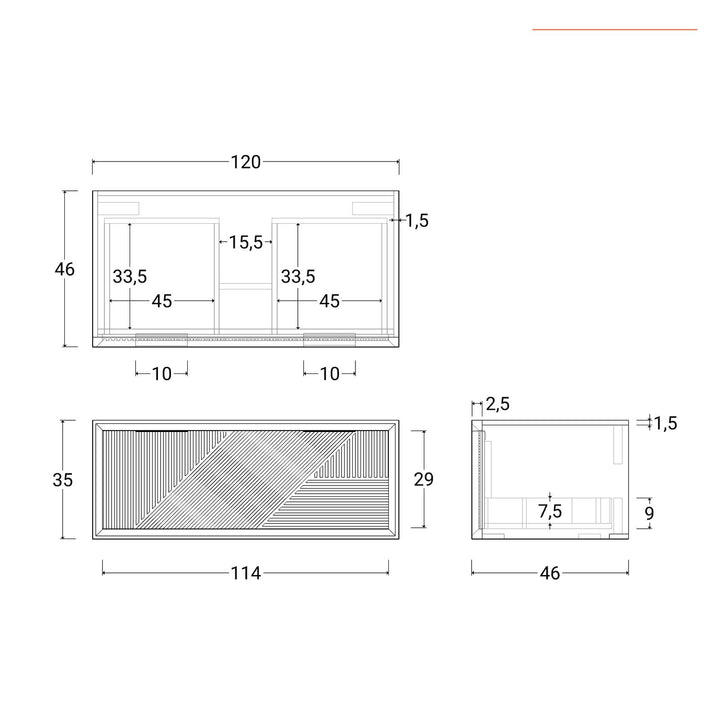 Technical drawing with measurements