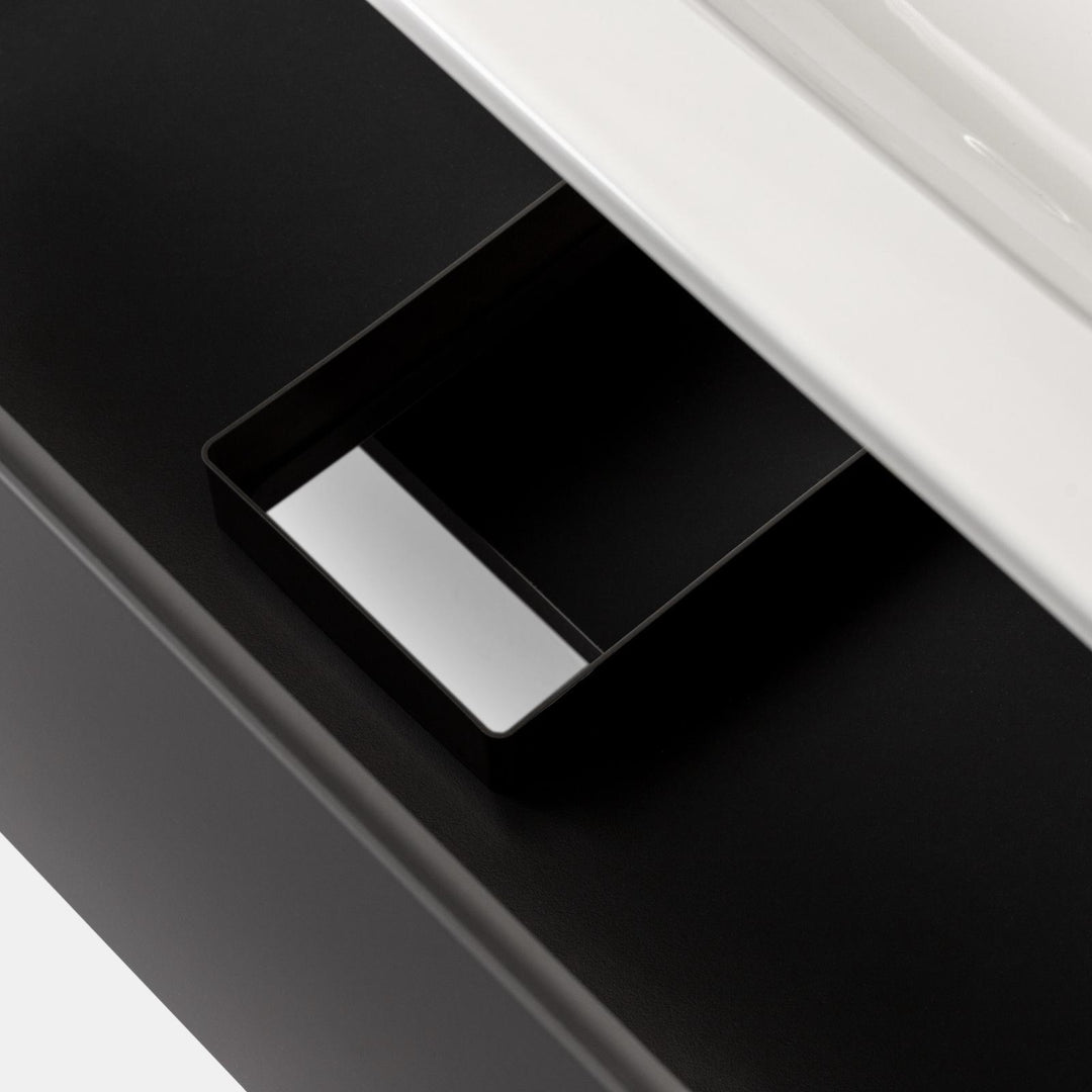 100 cm anthracite suspended bathroom cabinet with integrated sink and mirror - Sleek