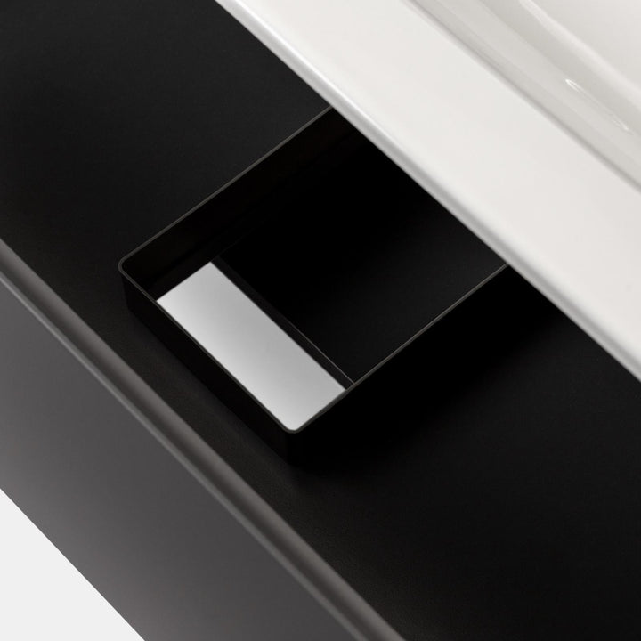 100 cm anthracite suspended bathroom cabinet with integrated sink and mirror - Sleek