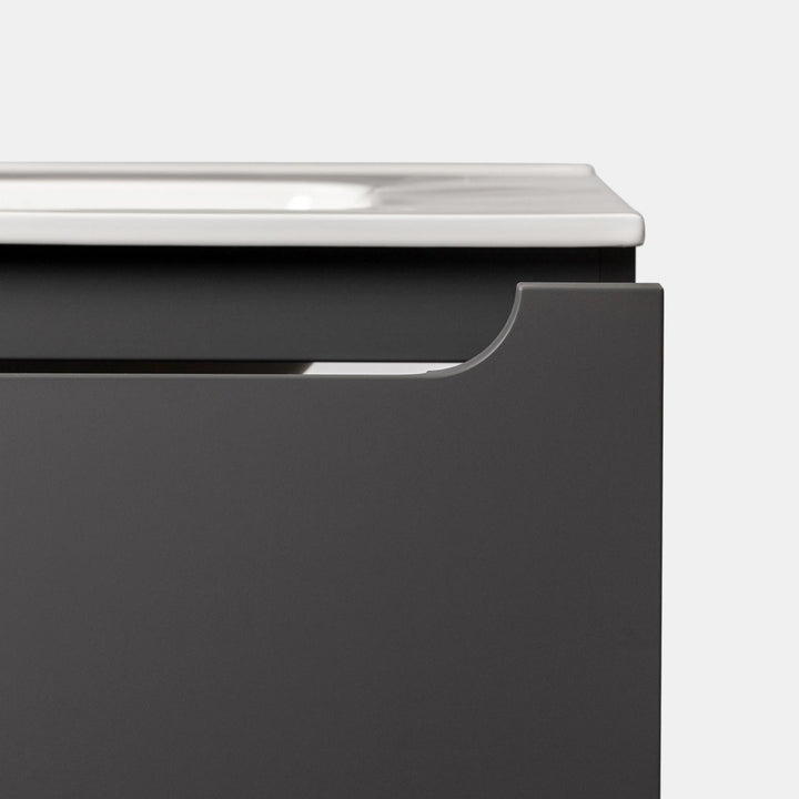 100 cm anthracite suspended bathroom cabinet with integrated sink and mirror - Sleek