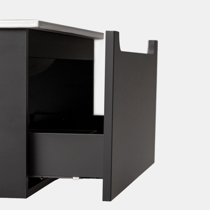 100 cm anthracite suspended bathroom cabinet with integrated sink and mirror - Sleek