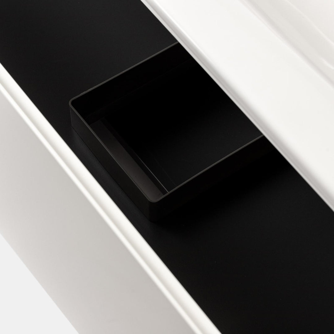 100cm matt white suspended bathroom cabinet with integrated sink and mirror - Sleek