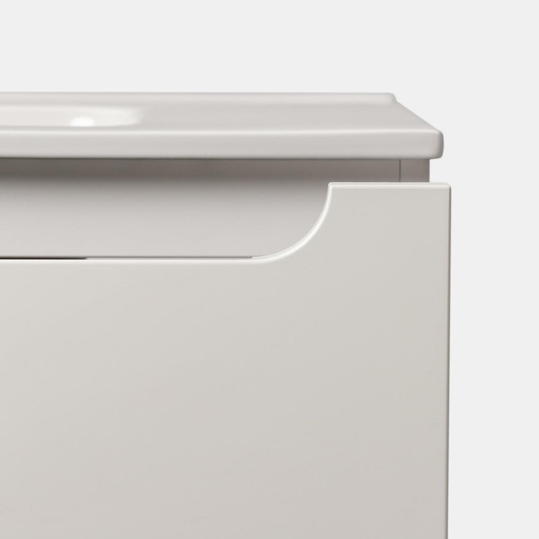 100cm matt white suspended bathroom cabinet with integrated sink and mirror - Sleek