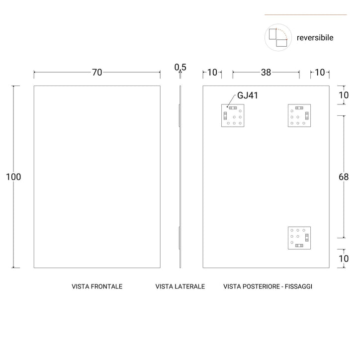 100 cm suspended bathroom cabinet in solid oak with integrated sink and mirror - Lion