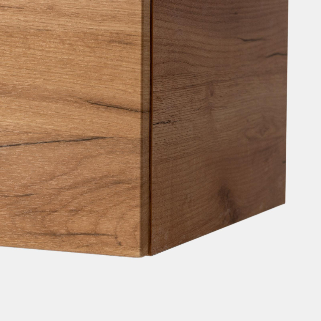 100cm gold oak suspended bathroom cabinet with integrated sink and mirror - Sleek