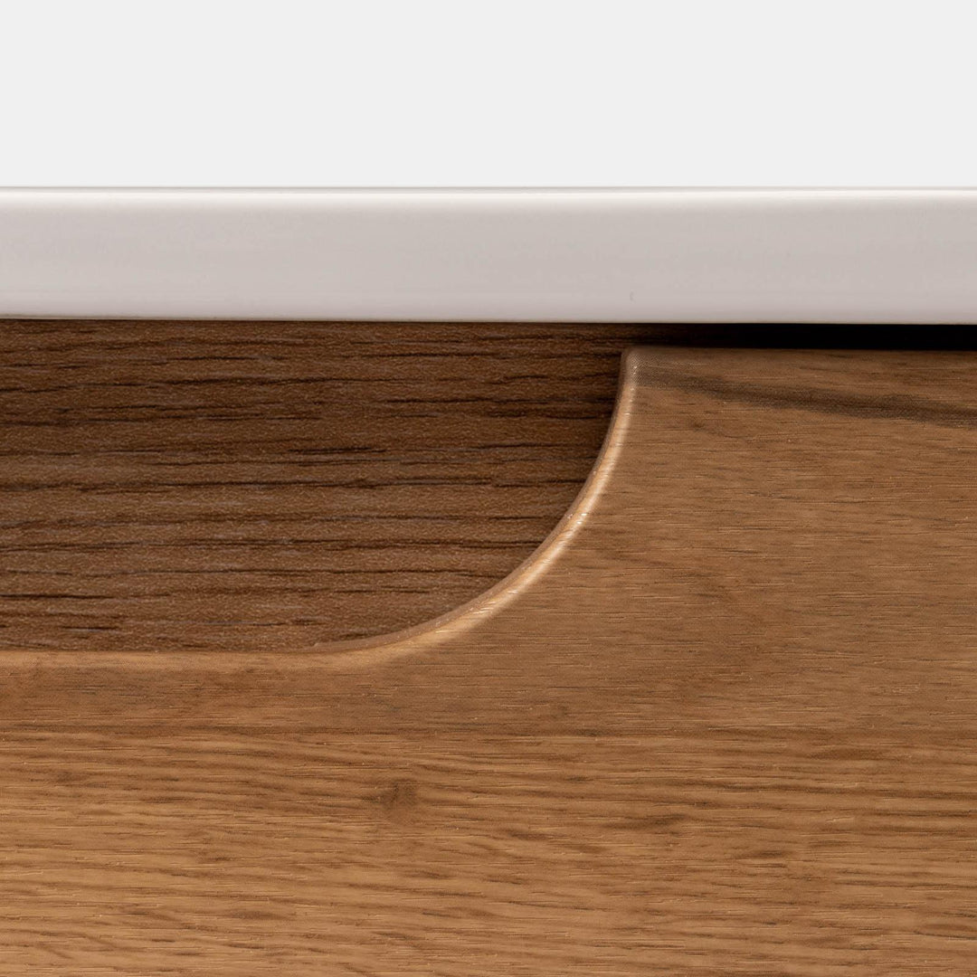 100cm gold oak suspended bathroom cabinet with integrated sink and mirror - Sleek