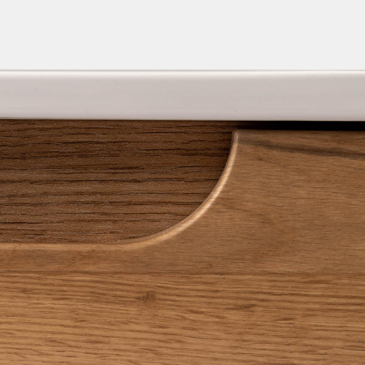 100cm gold oak suspended bathroom cabinet with integrated sink and mirror - Sleek