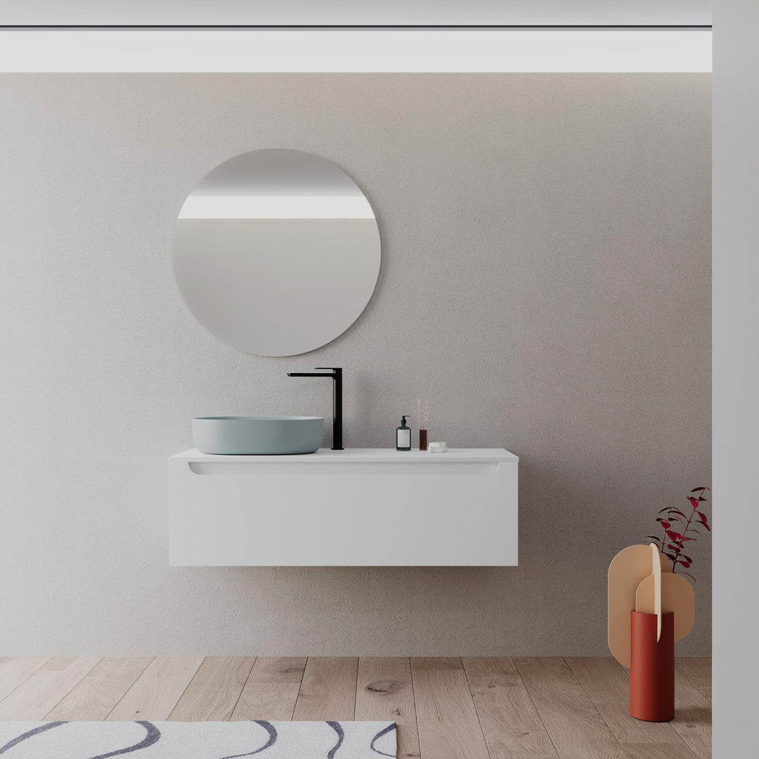 Sleek 120 cm Matt White Bathroom Cabinet - Front View