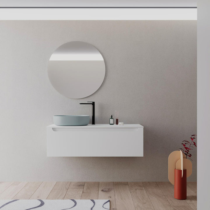 Sleek 120 cm Matt White Bathroom Cabinet - Front View
