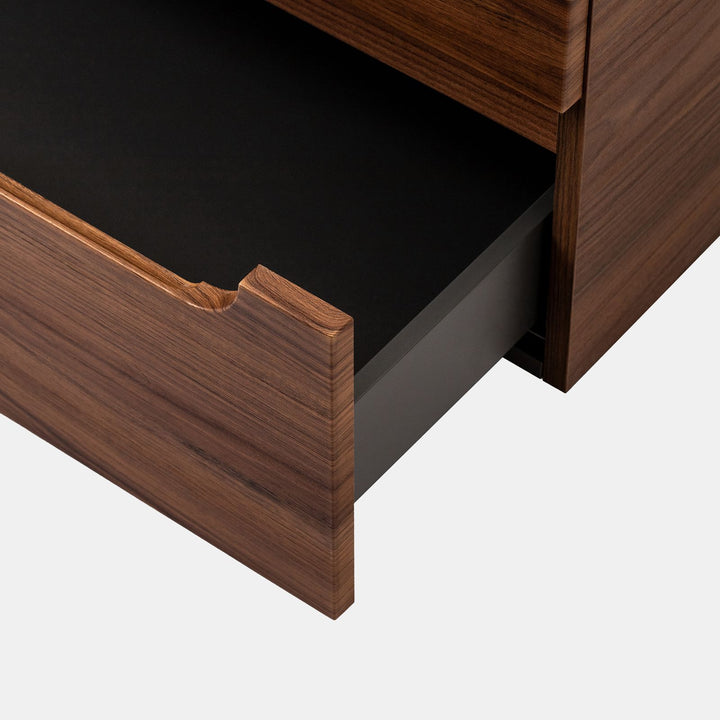 120cm suspended bathroom cabinet in solid oak with top and mirror - Sleek Plus