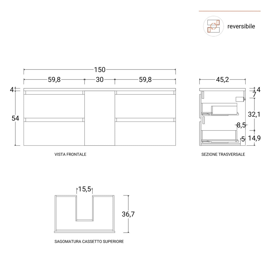 Anami 150 cm White Satin Cabinet - Image 5