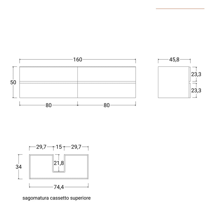 160 cm matt white suspended bathroom cabinet with drawers and double basin sink with mirror - Cuki