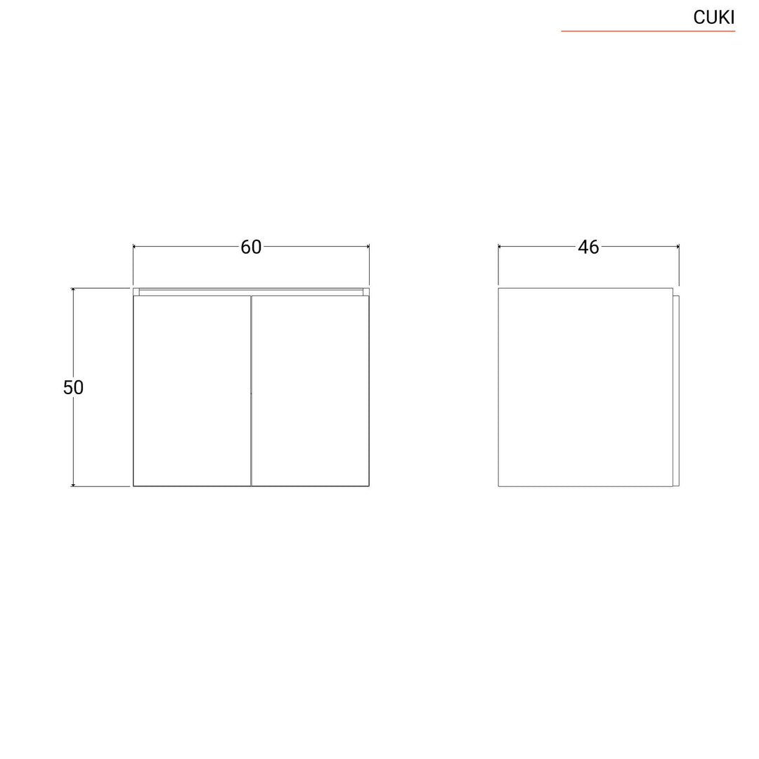 60 cm matt white suspended bathroom cabinet with sink and mirror - Cuki