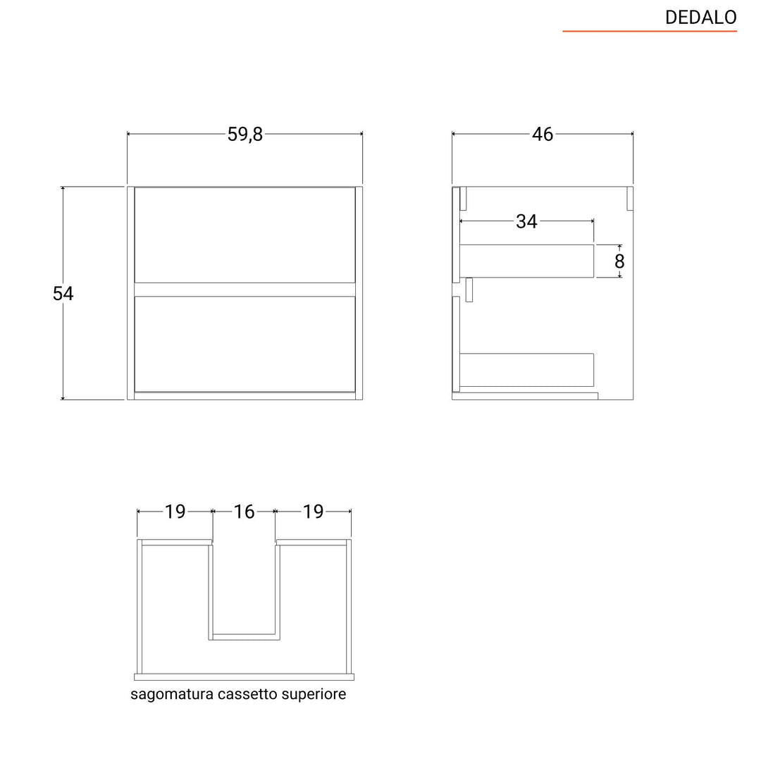 60 cm matt anthracite suspended bathroom cabinet with sink and mirror - Dedalo