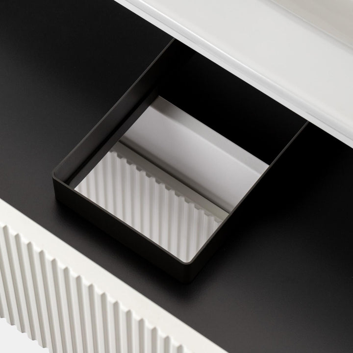 70cm suspended bathroom cabinet with matt white drawers and washbasin with mirror - Tayga