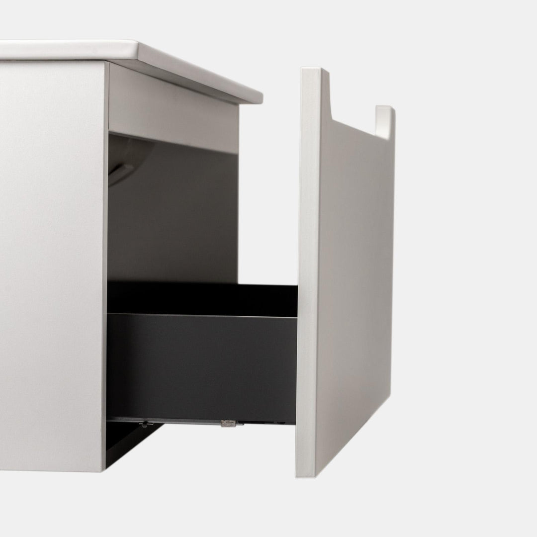 80cm matt white suspended bathroom cabinet with integrated sink and mirror - Sleek