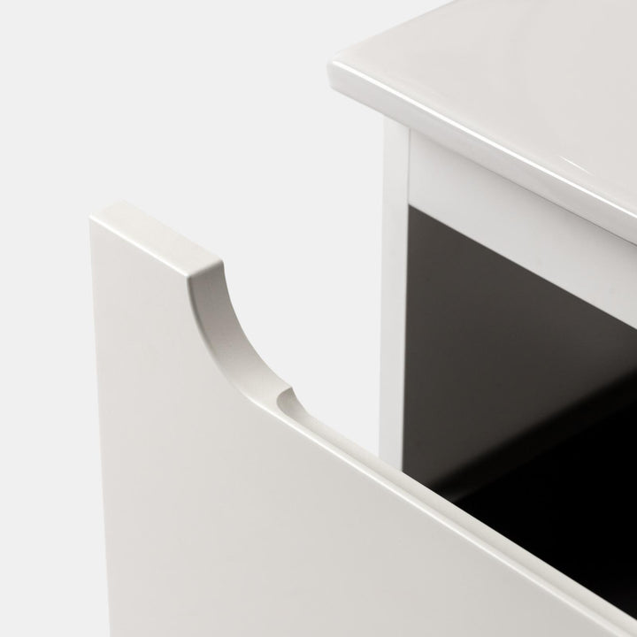 80cm matt white suspended bathroom cabinet with integrated sink and mirror - Sleek