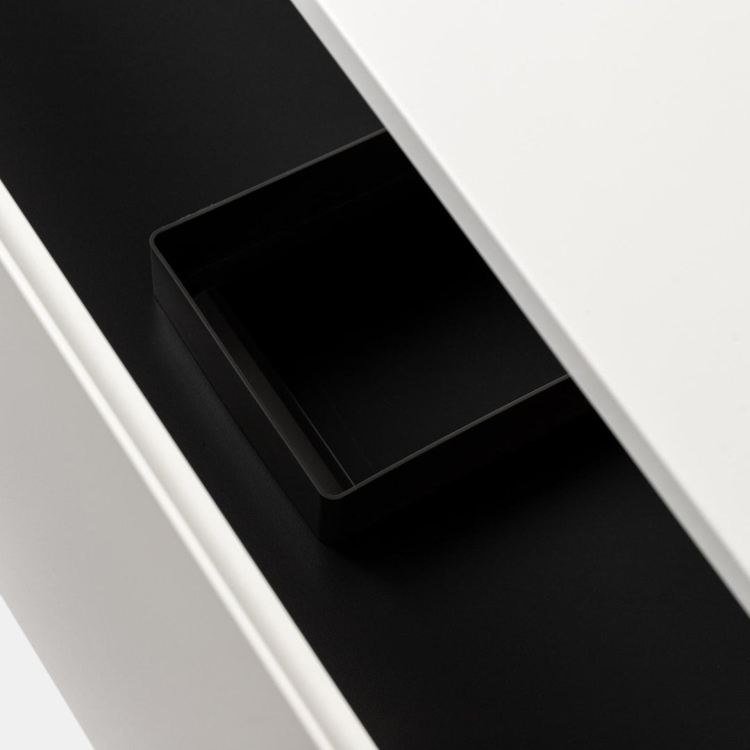 80cm matt white suspended bathroom cabinet with top and mirror - Sleek - Image 6