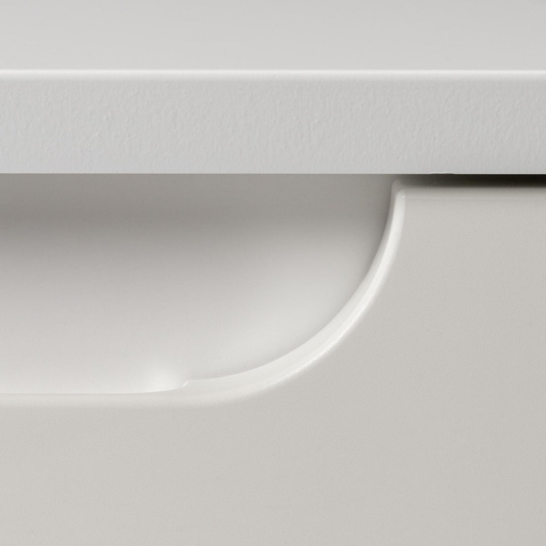 80cm matt white suspended bathroom cabinet with top and mirror - Sleek - Image 8