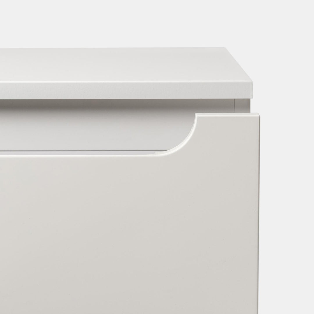 80cm matt white suspended bathroom cabinet with top and mirror - Sleek - Image 5