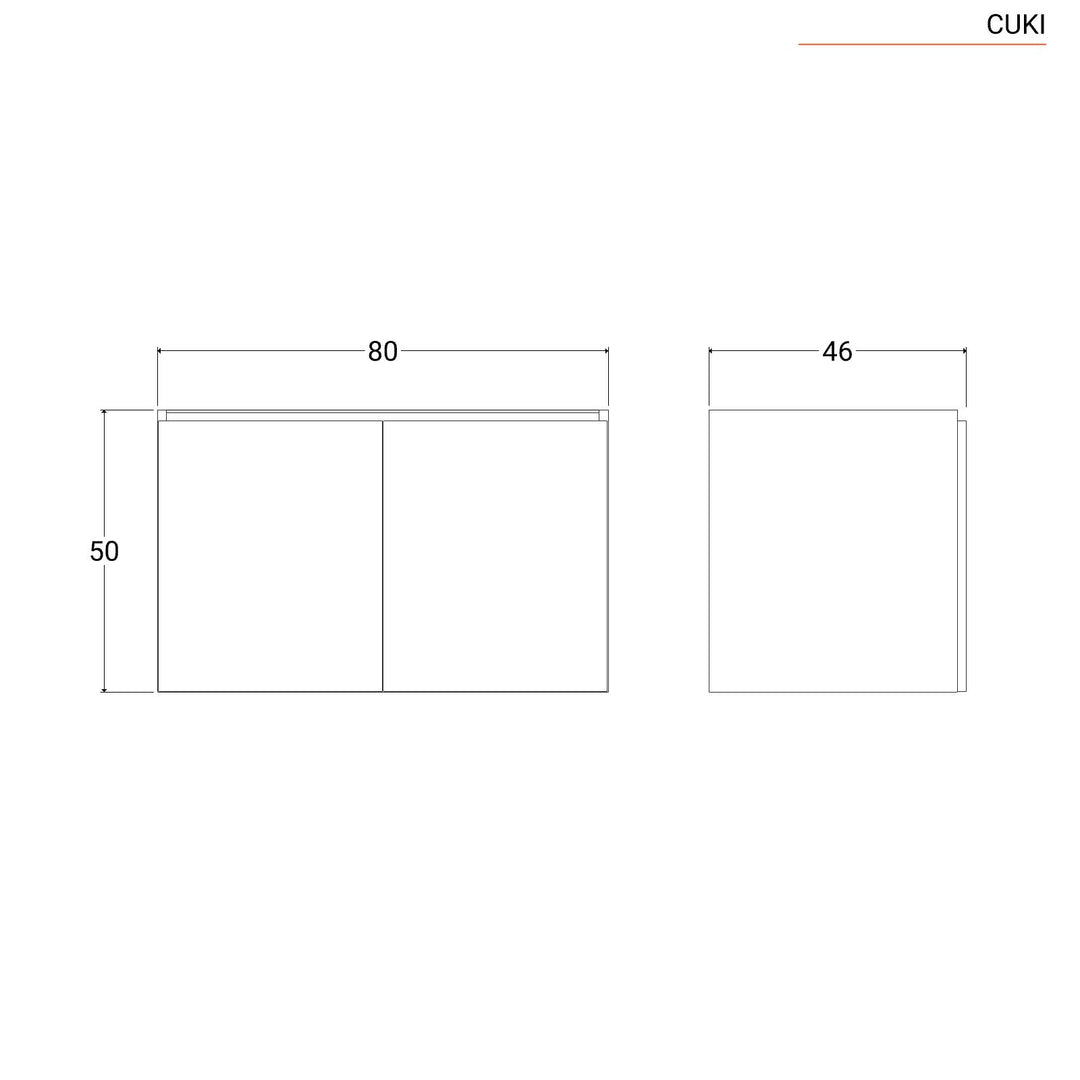 Suspended bathroom cabinet with 80 cm stone grey doors with sink and mirror - Cuki
