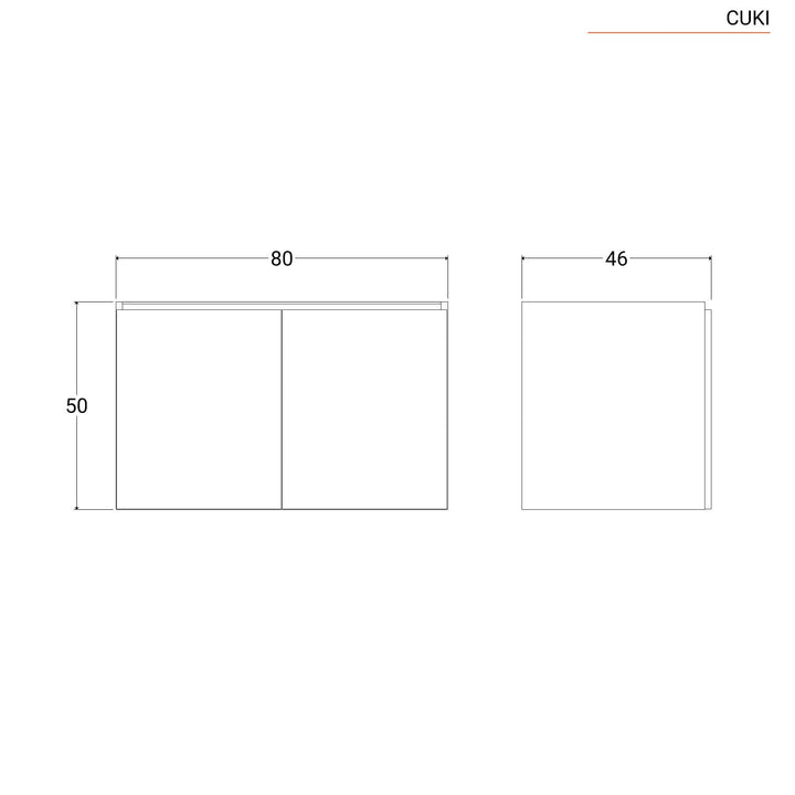 Suspended bathroom cabinet with 80 cm stone grey doors with sink and mirror - Cuki