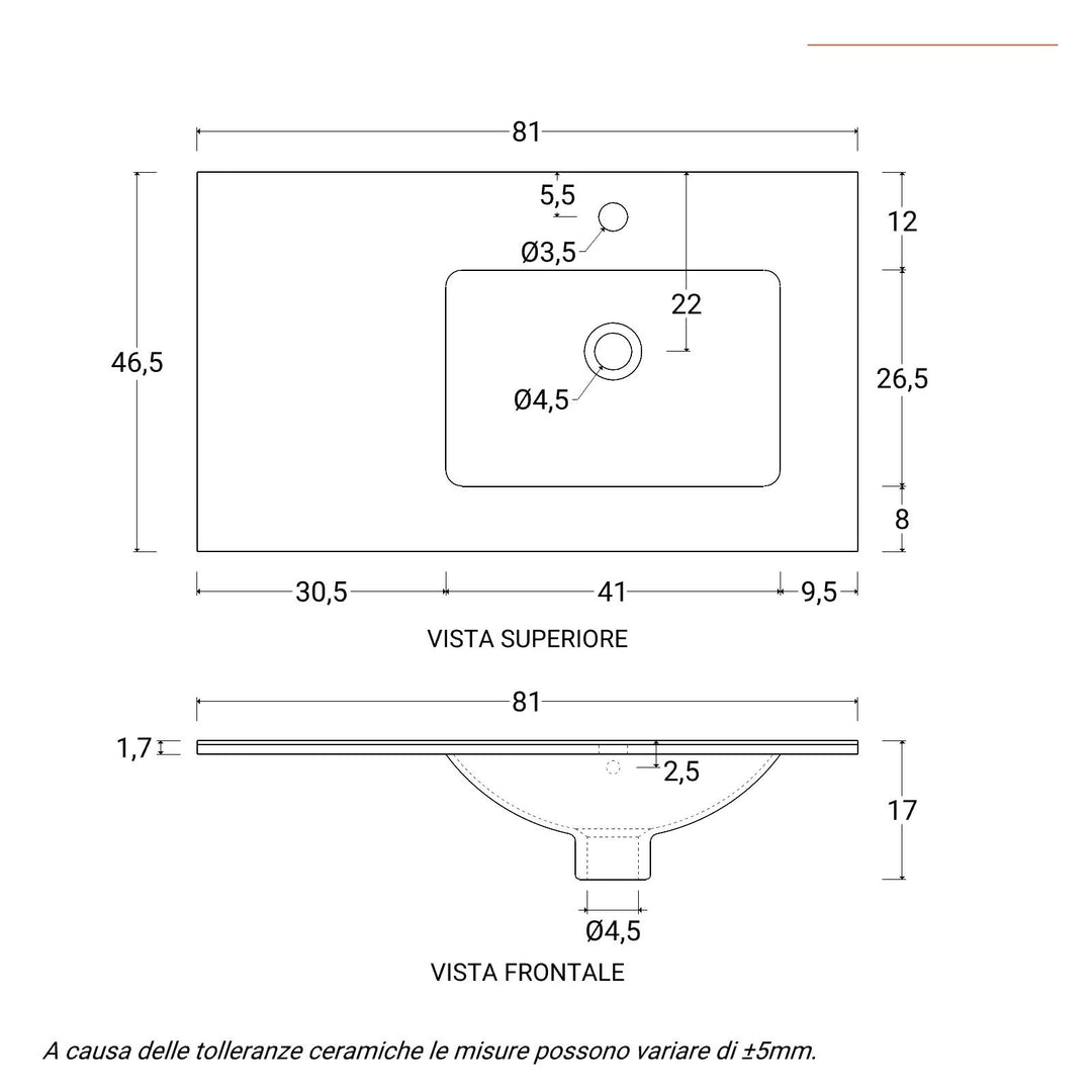 80 cm suspended bathroom cabinet in reeded oak with right sink and mirror - Nerk