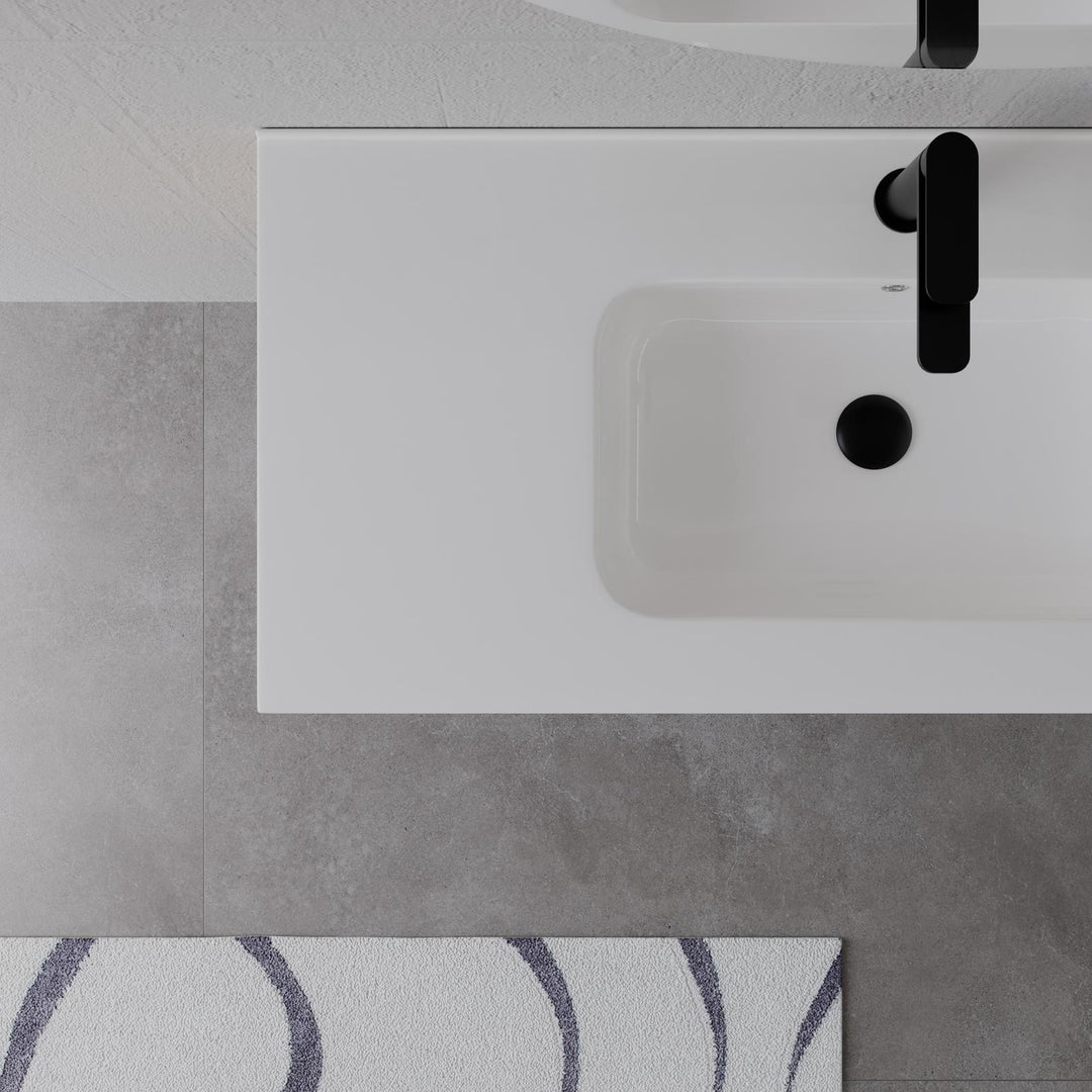 80cm gold oak suspended bathroom cabinet with integrated sink and mirror - Sleek