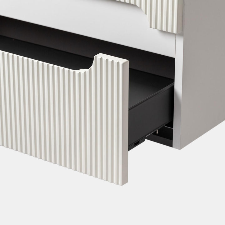 90cm suspended bathroom cabinet with matt white drawers and washbasin with mirror - Tayga