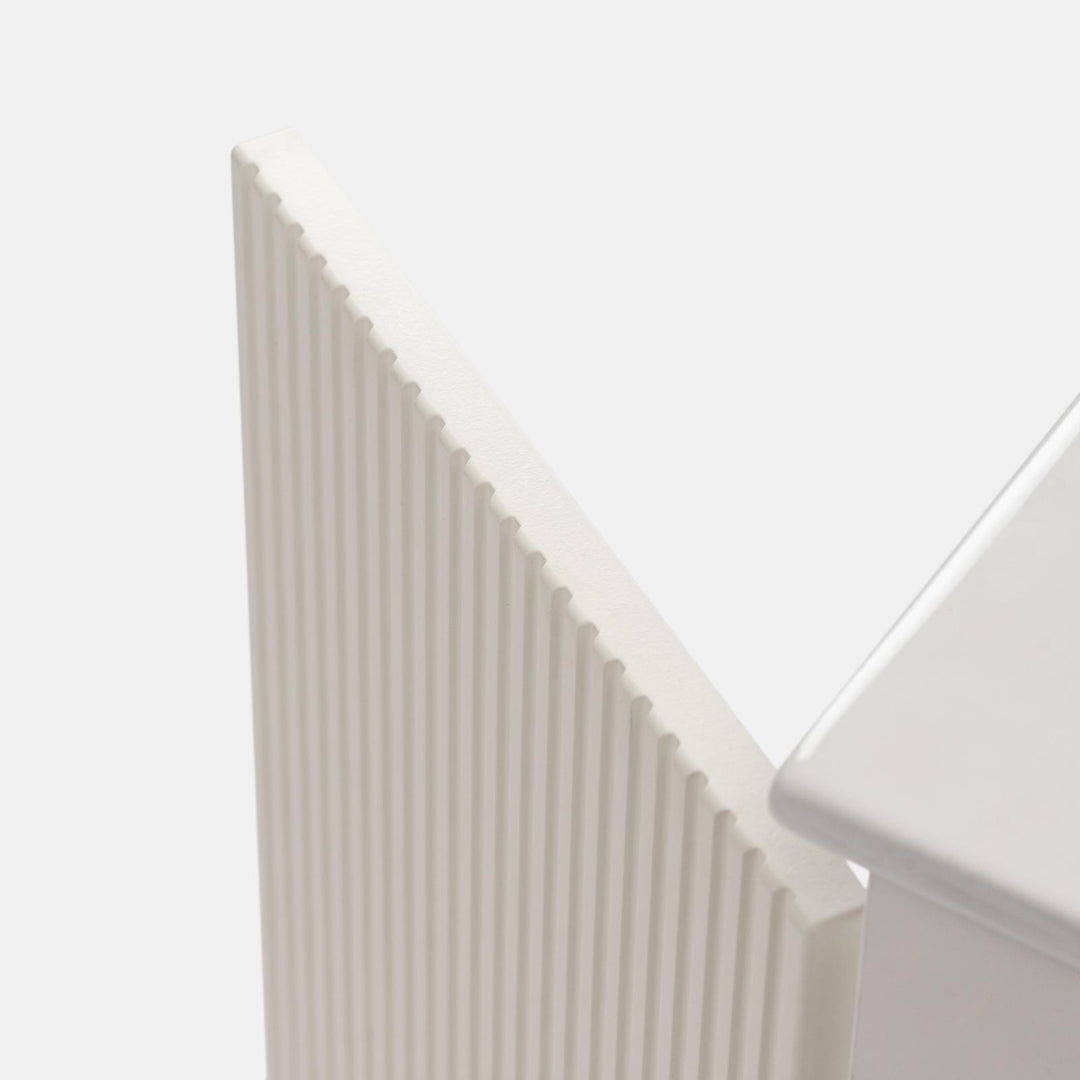 Suspended bathroom cabinet with doors 80 cm matt white ribbed with sink and mirror - Nerk