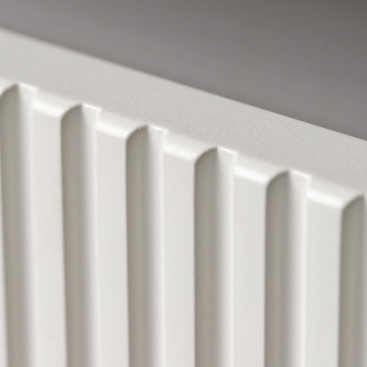 Suspended bathroom cabinet with doors 80 cm matt white ribbed with sink and mirror - Nerk