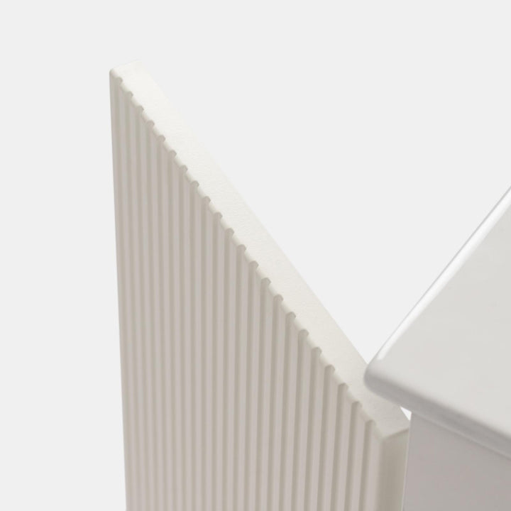 Suspended bathroom cabinet with doors 80 cm matt white ribbed with top and mirror - Nerk