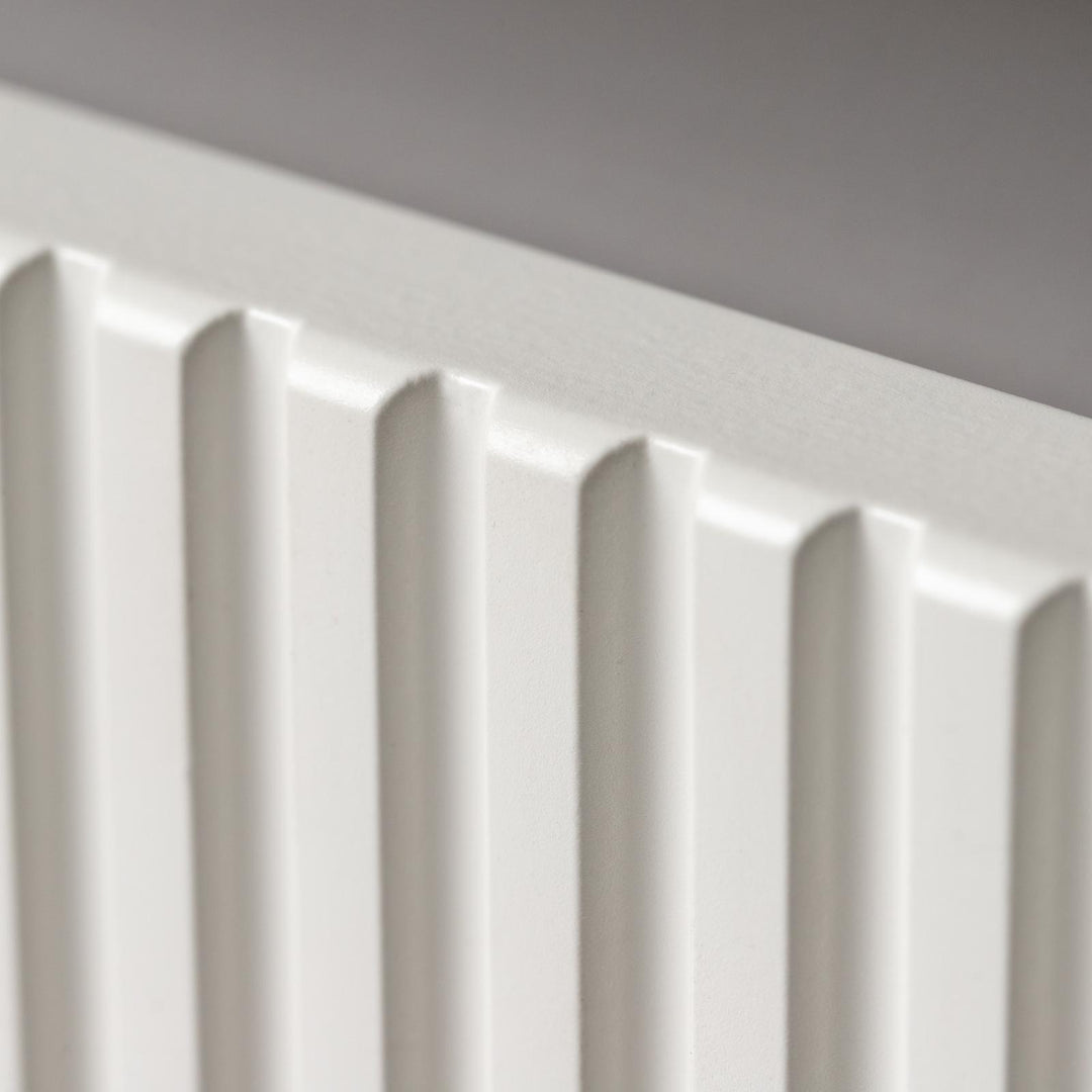 Suspended bathroom cabinet with doors 80 cm matt white ribbed with top and mirror - Nerk