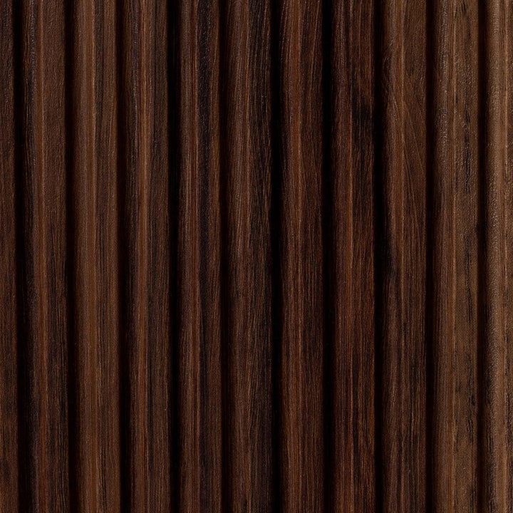 Suspended bathroom cabinet with 80 cm doors in reeded oak with sink and mirror - Nerk