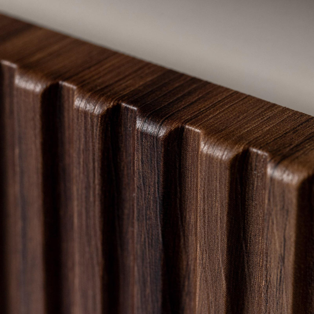 Suspended bathroom cabinet with doors 80 cm strong oak reeded with top and mirror - Nerk