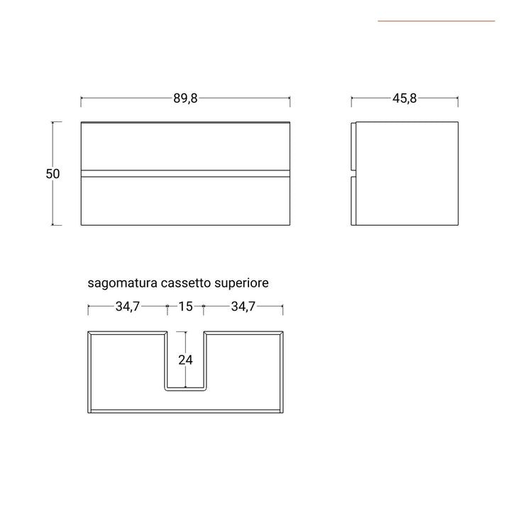 Suspended bathroom cabinet with drawers 90 cm gold oak with sink and mirror - Cuki