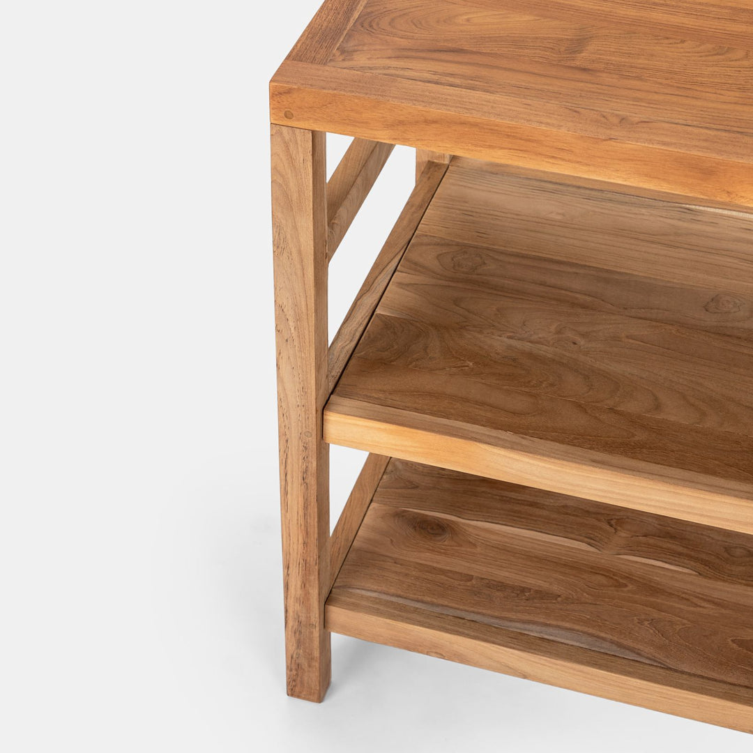 120 cm double shelf teak wood vanity unit - Palmas