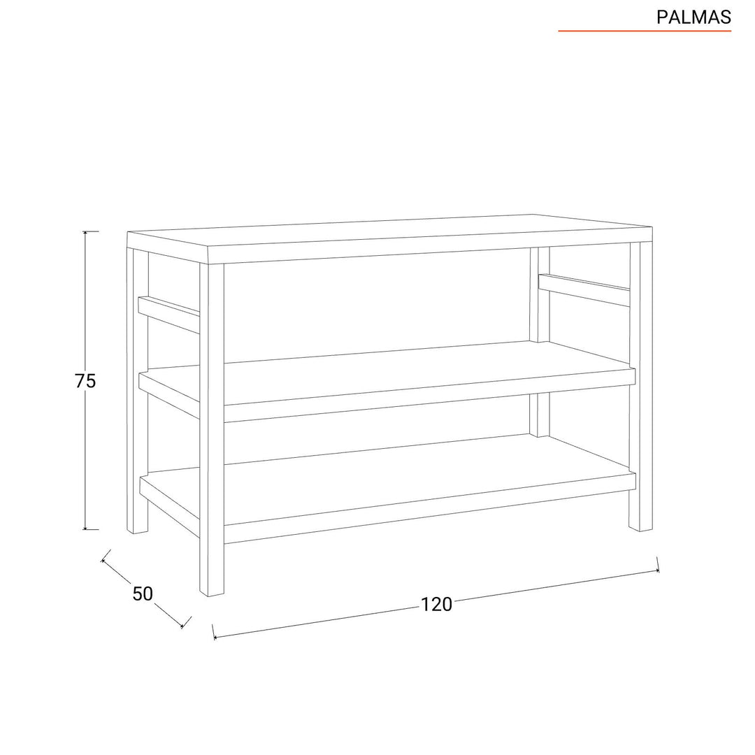 120 cm double shelf teak wood vanity unit - Palmas