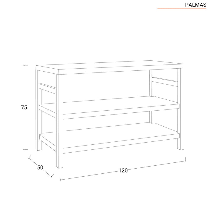 120 cm double shelf teak wood vanity unit - Palmas
