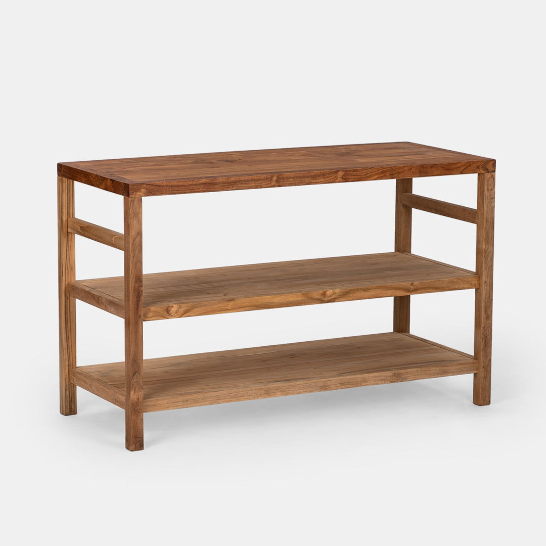 120 cm double shelf teak wood vanity unit - Palmas