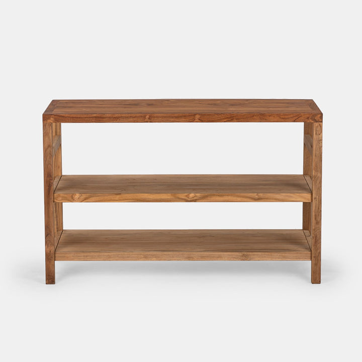 120 cm double shelf teak wood vanity unit - Palmas