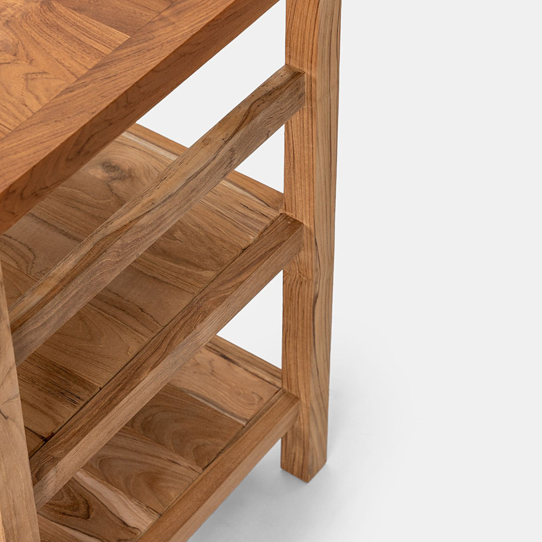 120 cm double shelf teak wood vanity unit - Palmas